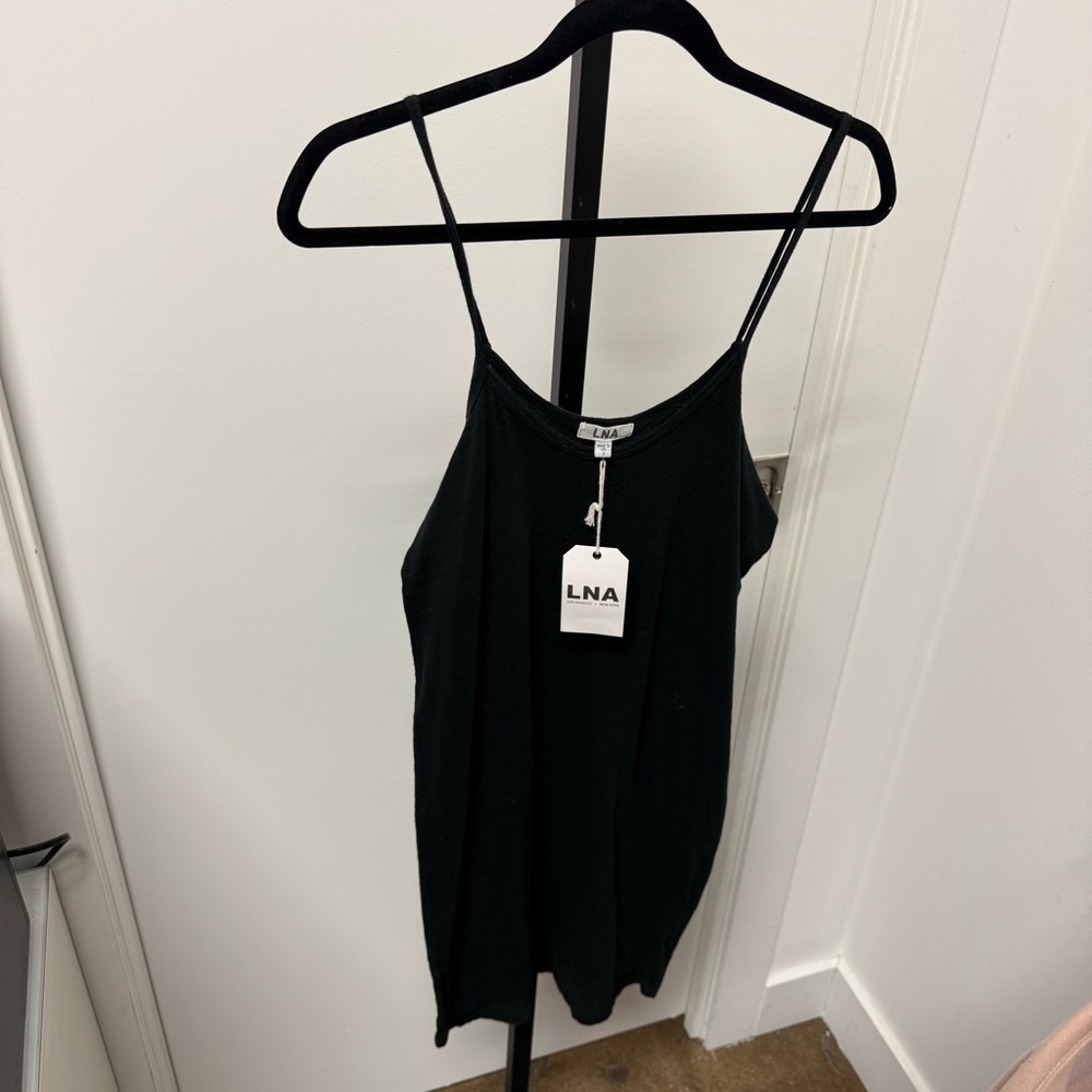 LNA Black Cold Shoulder dress with Spaghetti Straps